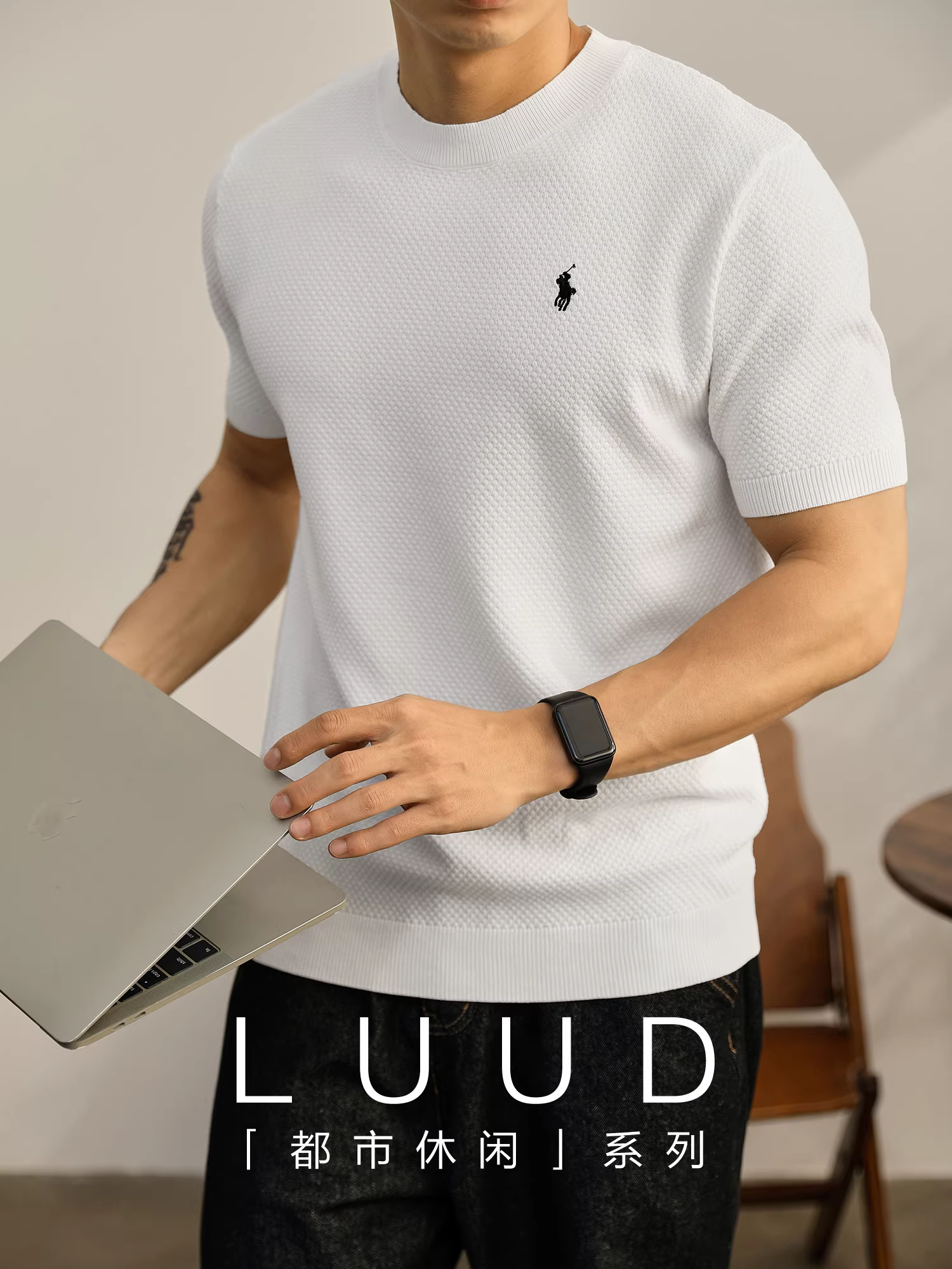 Ưu đãi đặc biệt: Áo thun nam chất liệu tổ ong thêu họa tiết hiệp sĩ, chất liệu lụa mát mẻ mùa hè, cổ tròn, ôm dáng, dệt kim, tay ngắn