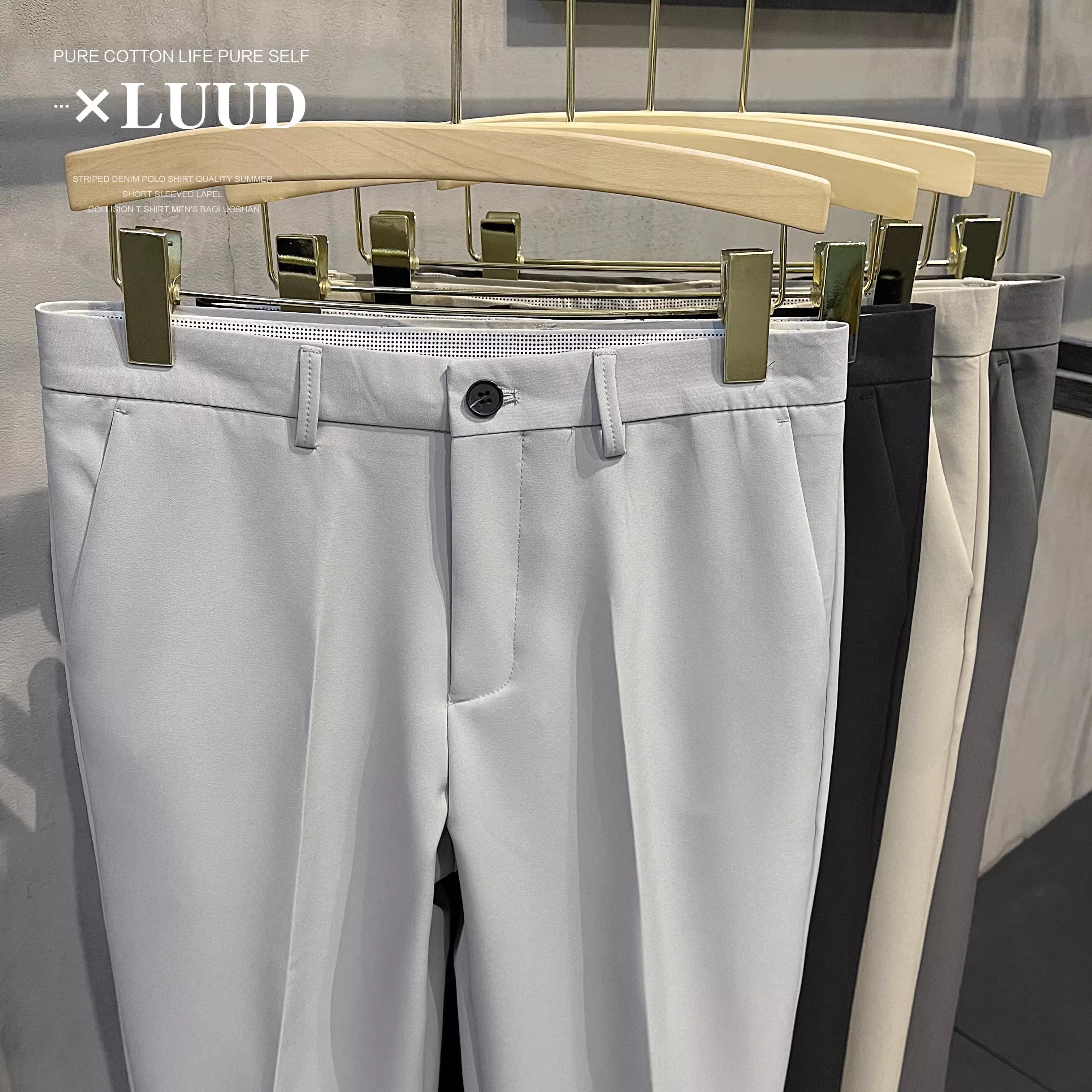 Quần âu nam LUUD 2025 mùa hè màu đen, kiểu dáng Hàn Quốc, ôm dáng, không nhăn, quần lửng chín phần, thời trang, đa năng