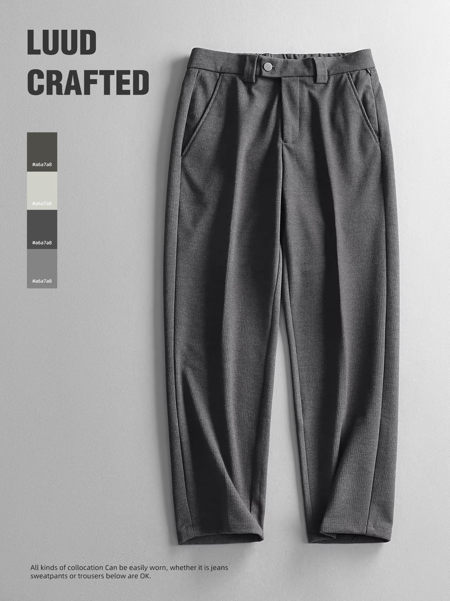 LUUD Quần âu dày dặn phong cách Hàn Quốc dành cho nam, quần ống đứng bằng len ấm áp đơn giản cao cấp mới