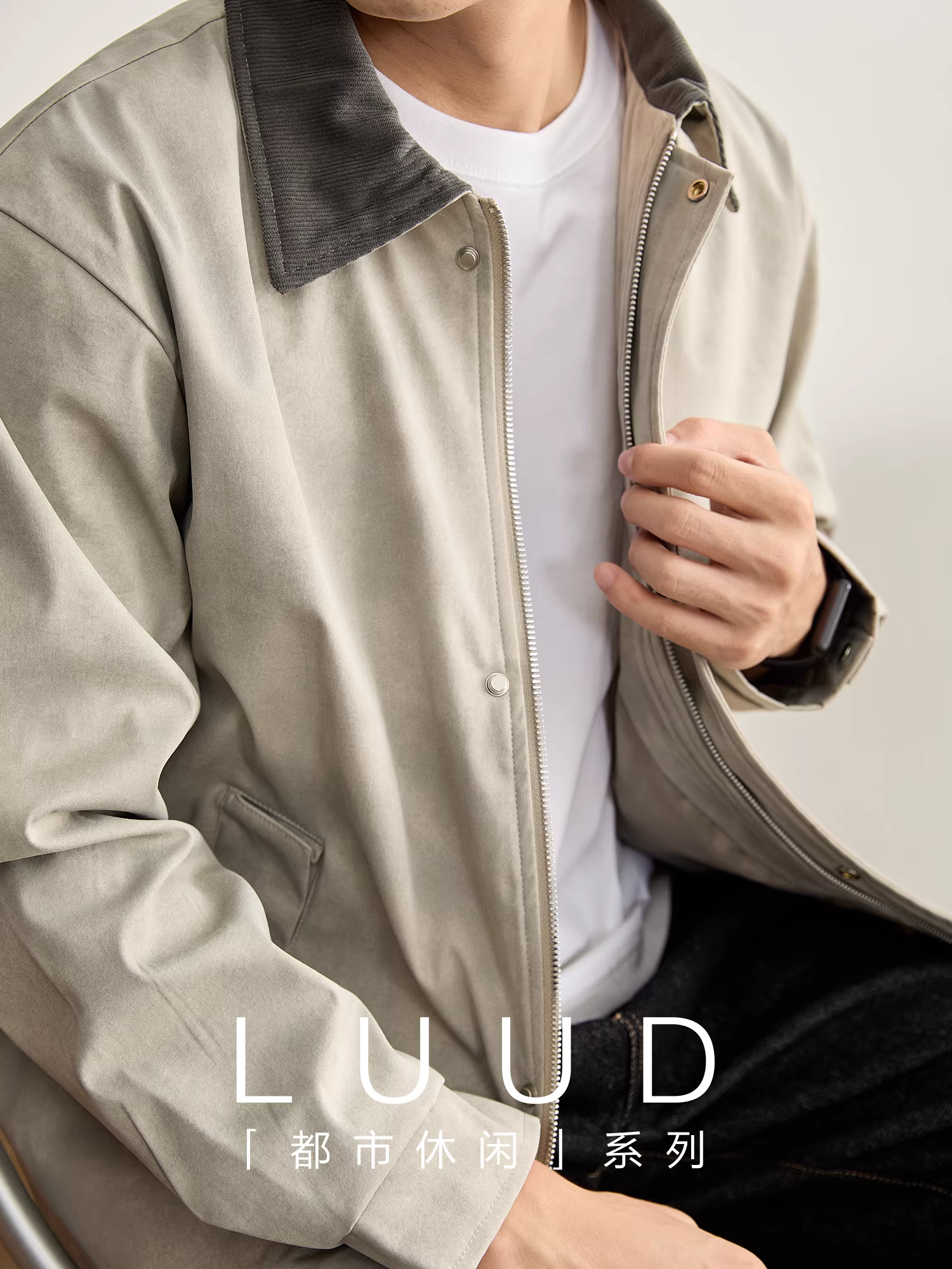 Áo khoác nam chất liệu corduroy phong cách tối giản đô thị LUUD, phối màu ombre nhuộm tie-dye, dáng hai hàng khuy, chống gió