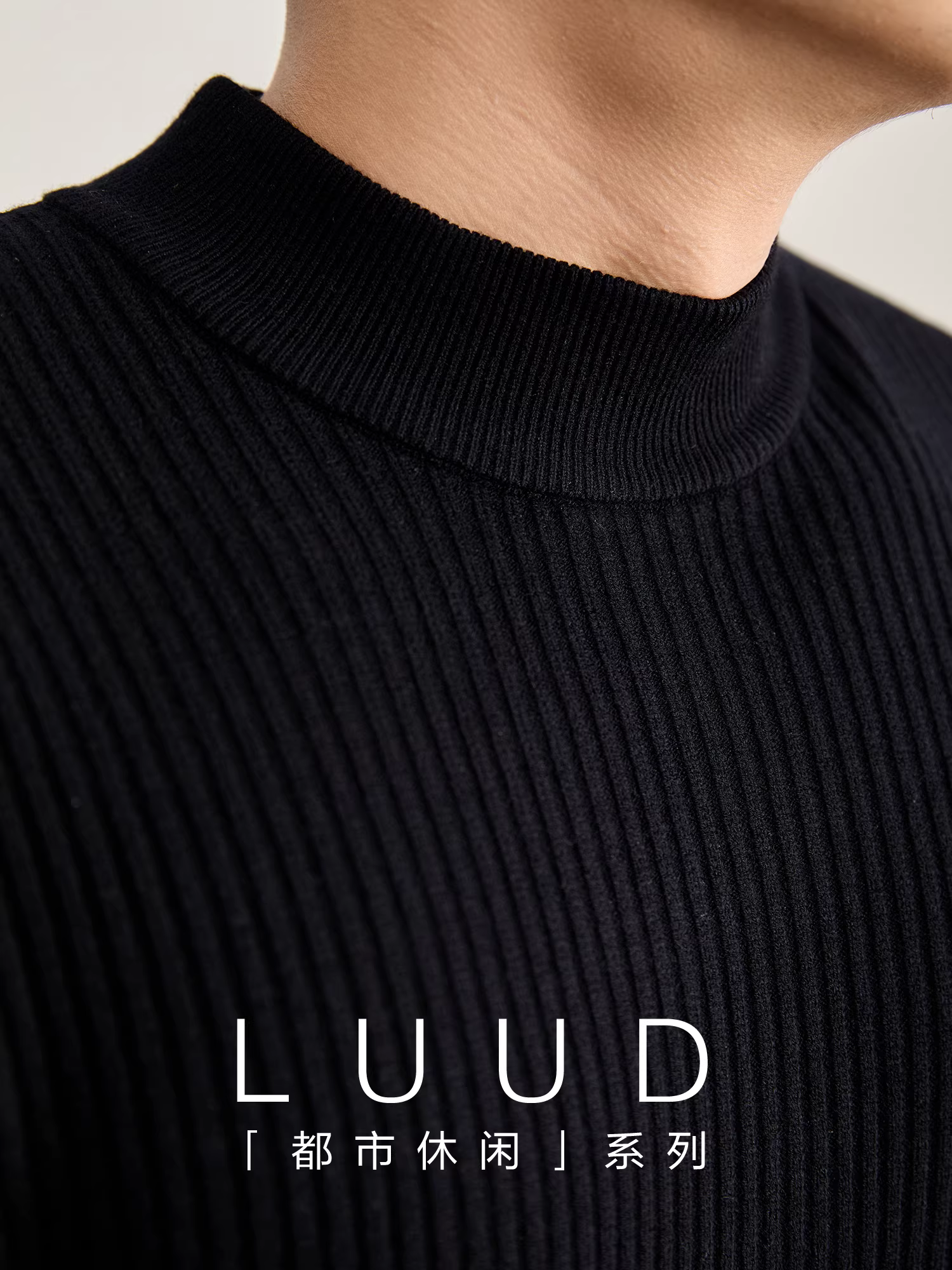 Áo len có lớp nền có gân có họa tiết thanh lịch và mát mẻ của LUUD dành cho nam giới, đồ dệt kim cổ lọ nửa cổ ấm áp mùa đông.