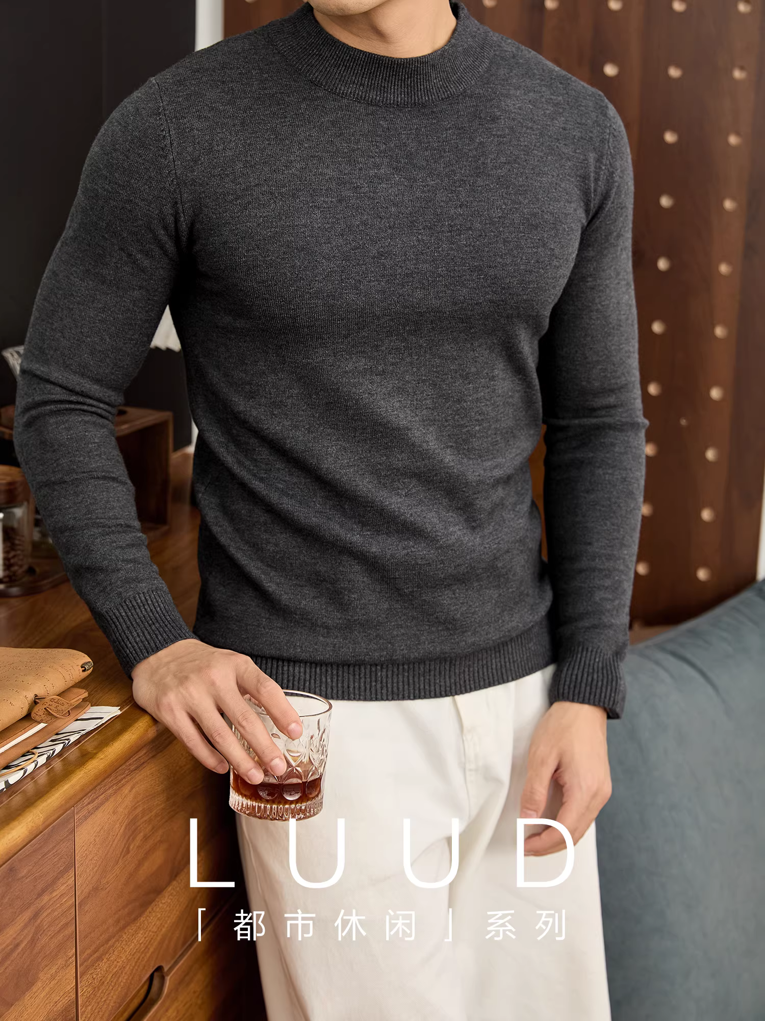 Áo sơ mi cổ cao đa năng LUUD, chất liệu sợi modal core-spun, giữ ấm mọi thời tiết, dành cho nam giới trong mùa thu đông