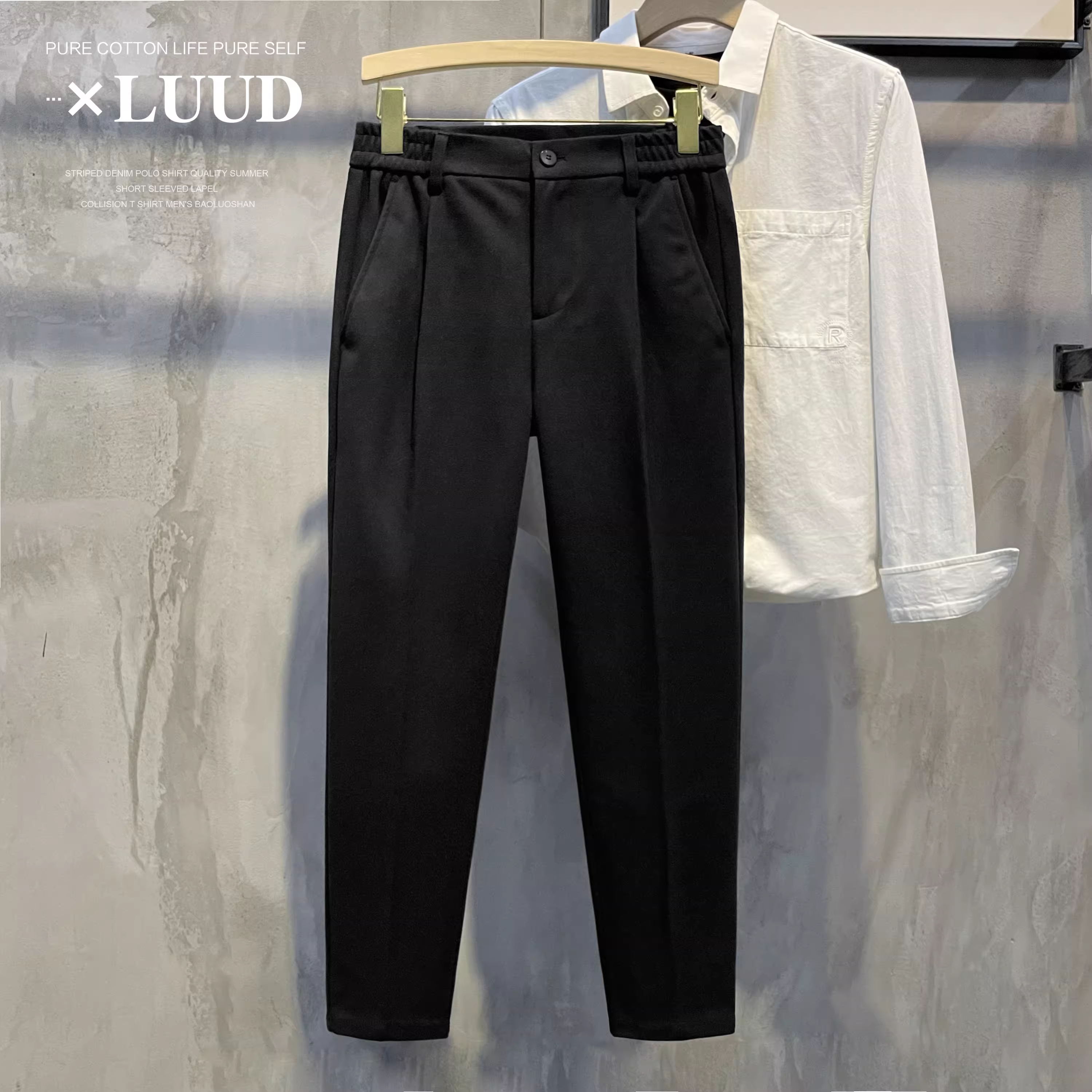 Quần âu nam len dáng ôm, ống đứng, mùa đông LUUD 2025, kiểu dáng cổ điển, chất liệu len mềm mại, dài.