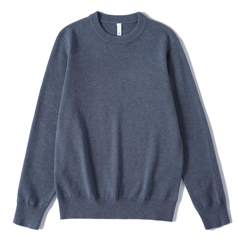 Áo len dệt kim cổ tròn ấm áp mùa đông LUUD dành cho nam, áo sơ mi ôm sát màu trơn đơn giản.