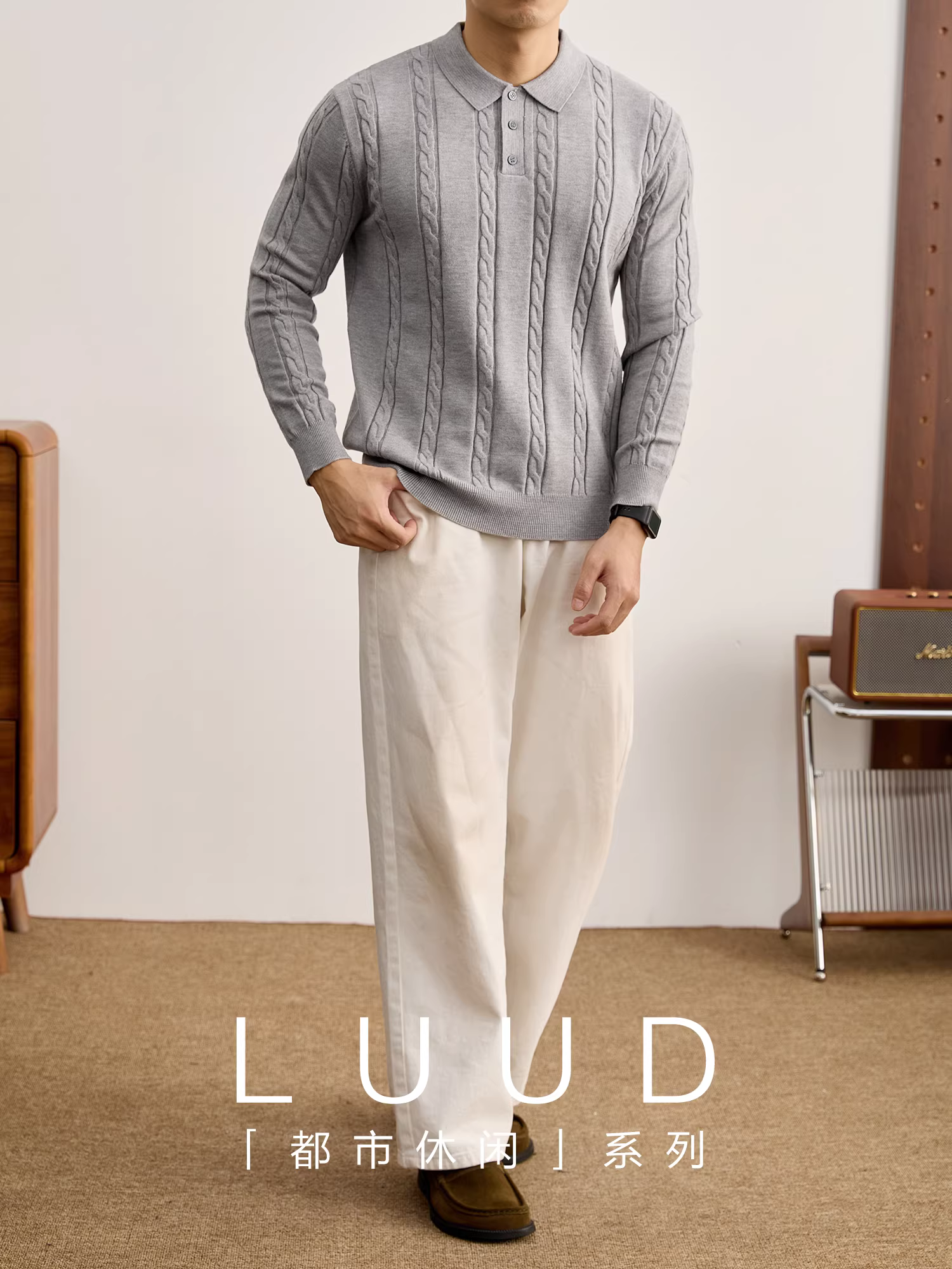 Áo len nam kiểu dáng cổ điển Mỹ, chất liệu dệt kim ba chiều, kiểu dáng cổ điển sang trọng, thích hợp cho mùa thu đông.