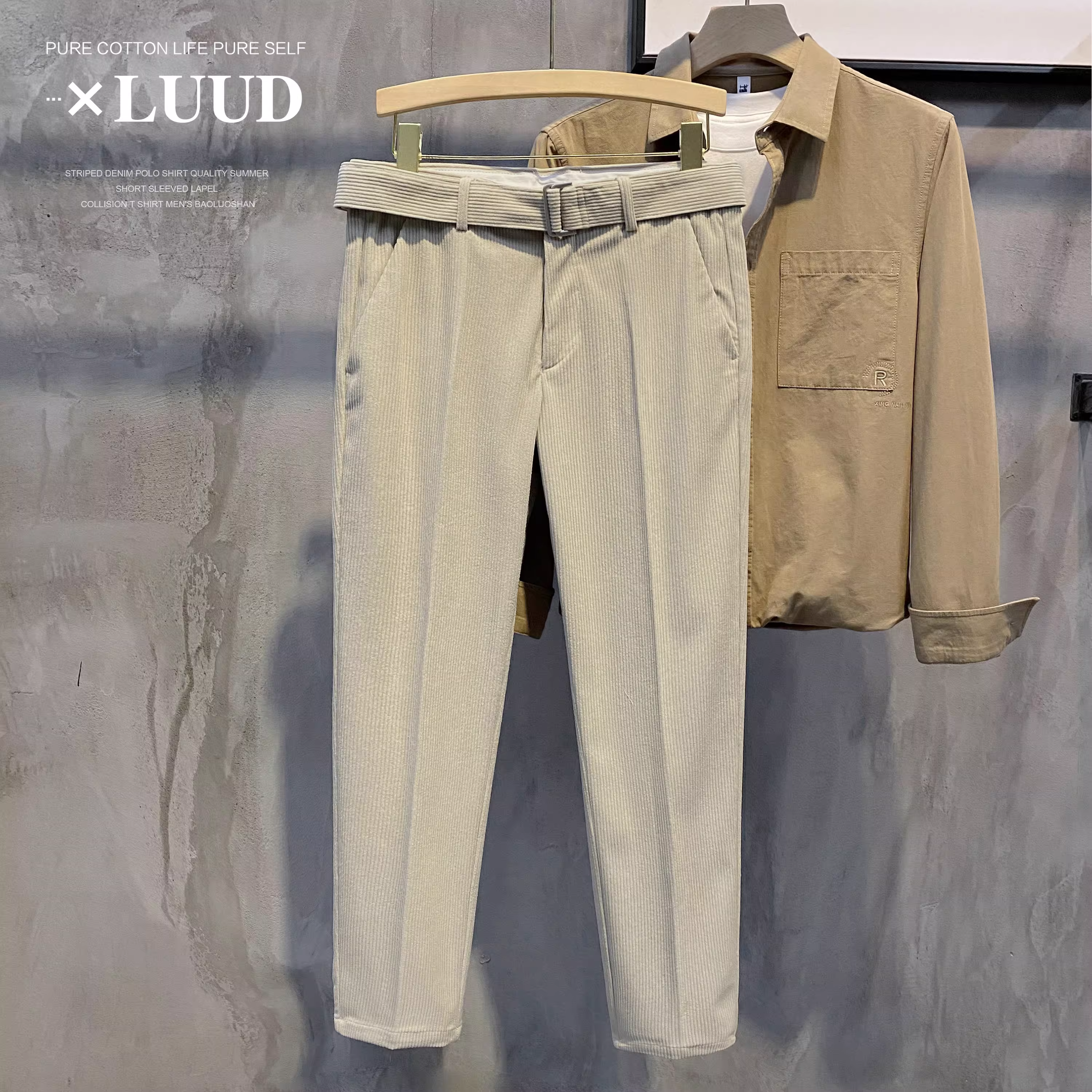 Ưu đãi đặc biệt: Quần âu nam ống đứng chất liệu nhung tăm ấm áp mùa đông, có dây lưng, đơn giản và đa năng, kiểu dáng thời trang.