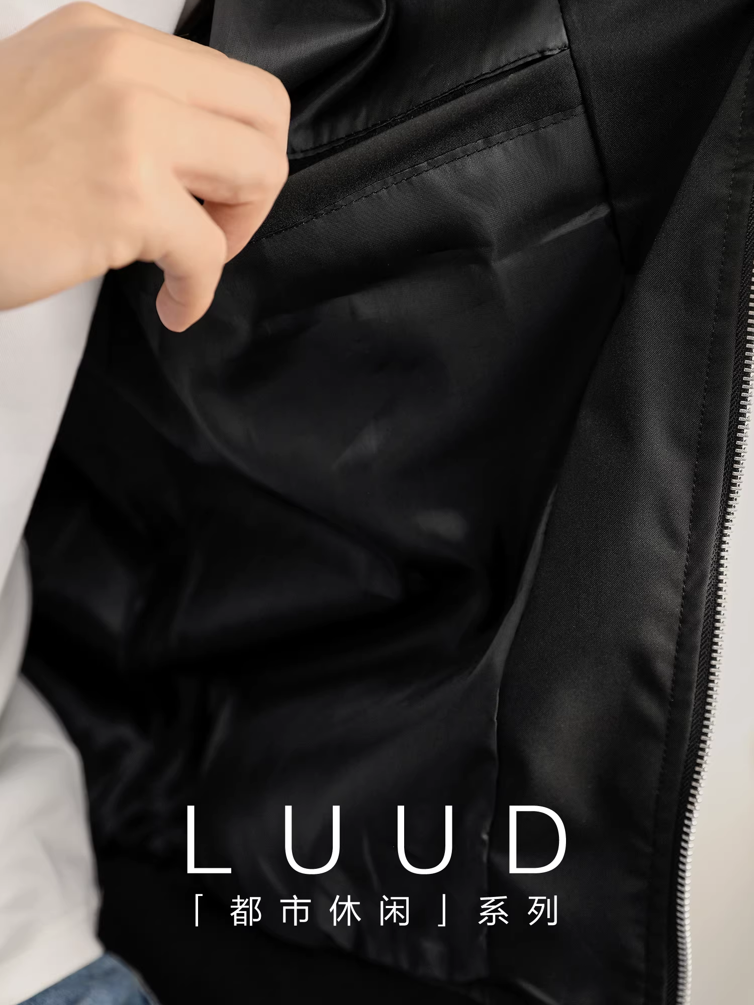 Áo khoác bóng chày đa chức năng chống gió phong cách thể thao LUUD dành cho nam với túi chéo đinh tán, cổ đứng, kiểu dáng thời trang