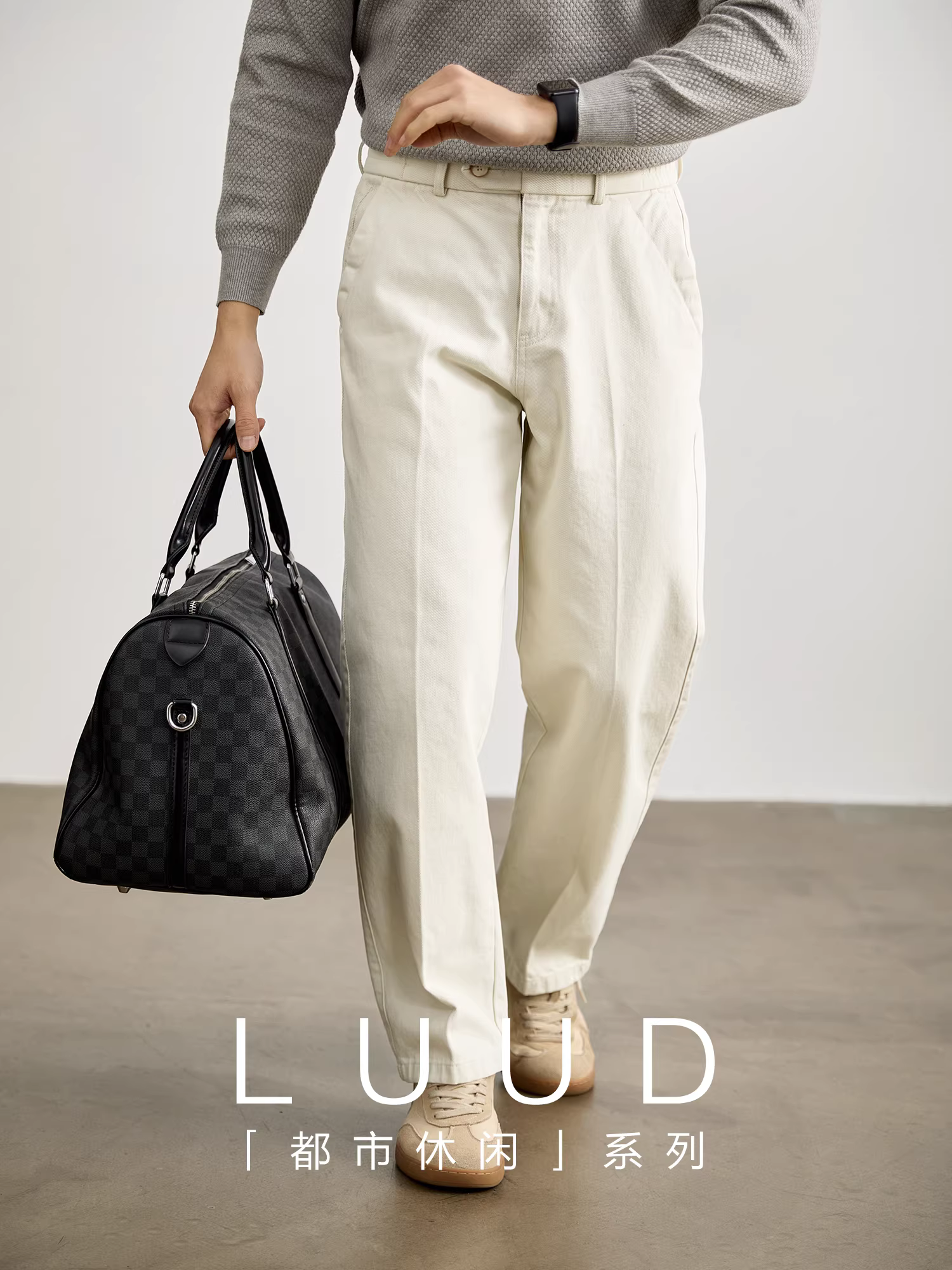 Quần jean ống thẳng chất liệu cotton 100% cao cấp LUUD, thiết kế khuy cài độc đáo, lưng thun, quần dài nam mặc thường ngày.