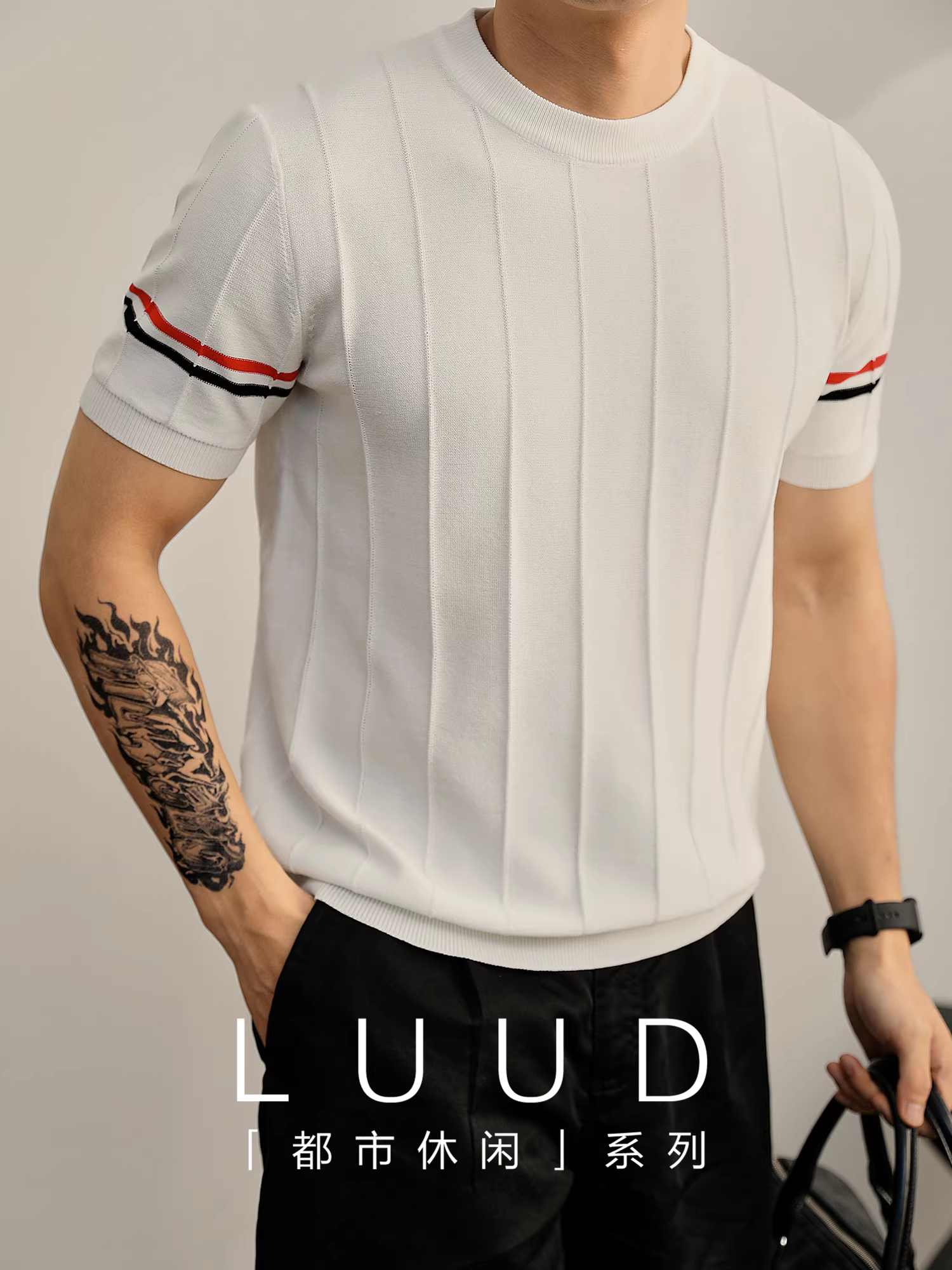 Ưu đãi đặc biệt: Áo thun nam tay ngắn cổ tròn, phối màu sọc dọc phong cách đường phố, chất liệu lụa mát, ôm dáng, kiểu dáng mùa hè