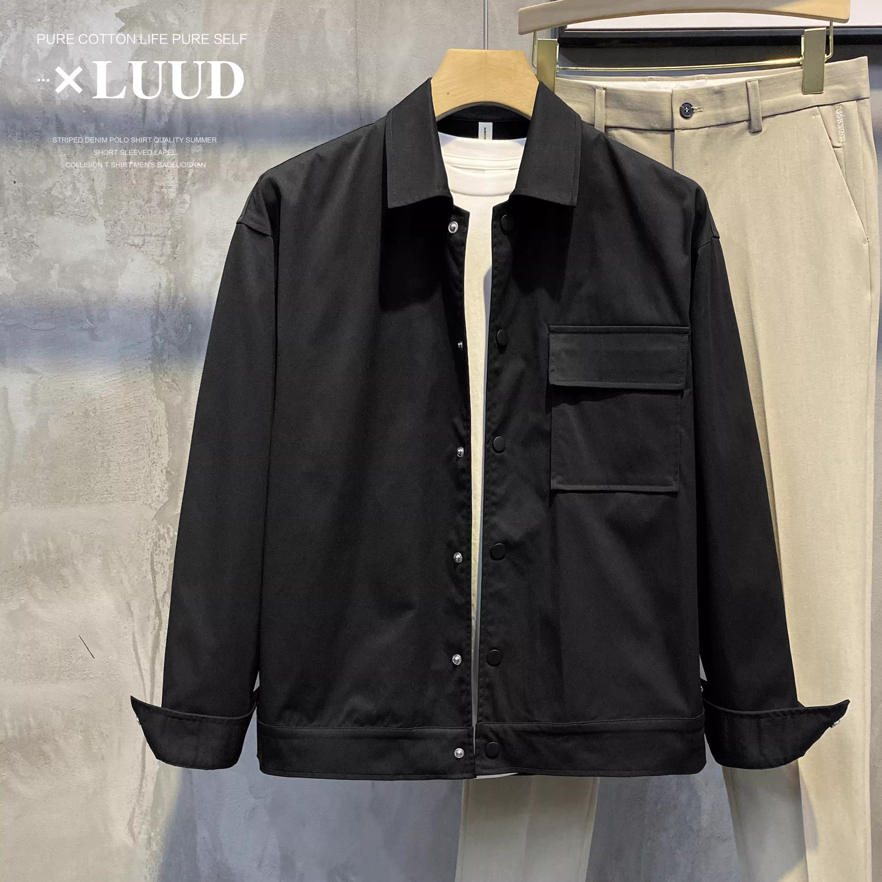 Ưu đãi đặc biệt: Áo khoác nam đơn giản màu trơn cổ điển mùa xuân thu, phong cách Hàn Quốc thời thượng, kiểu dáng xu hướng công sở, áo khoác ngắn hơi rộng rãi.