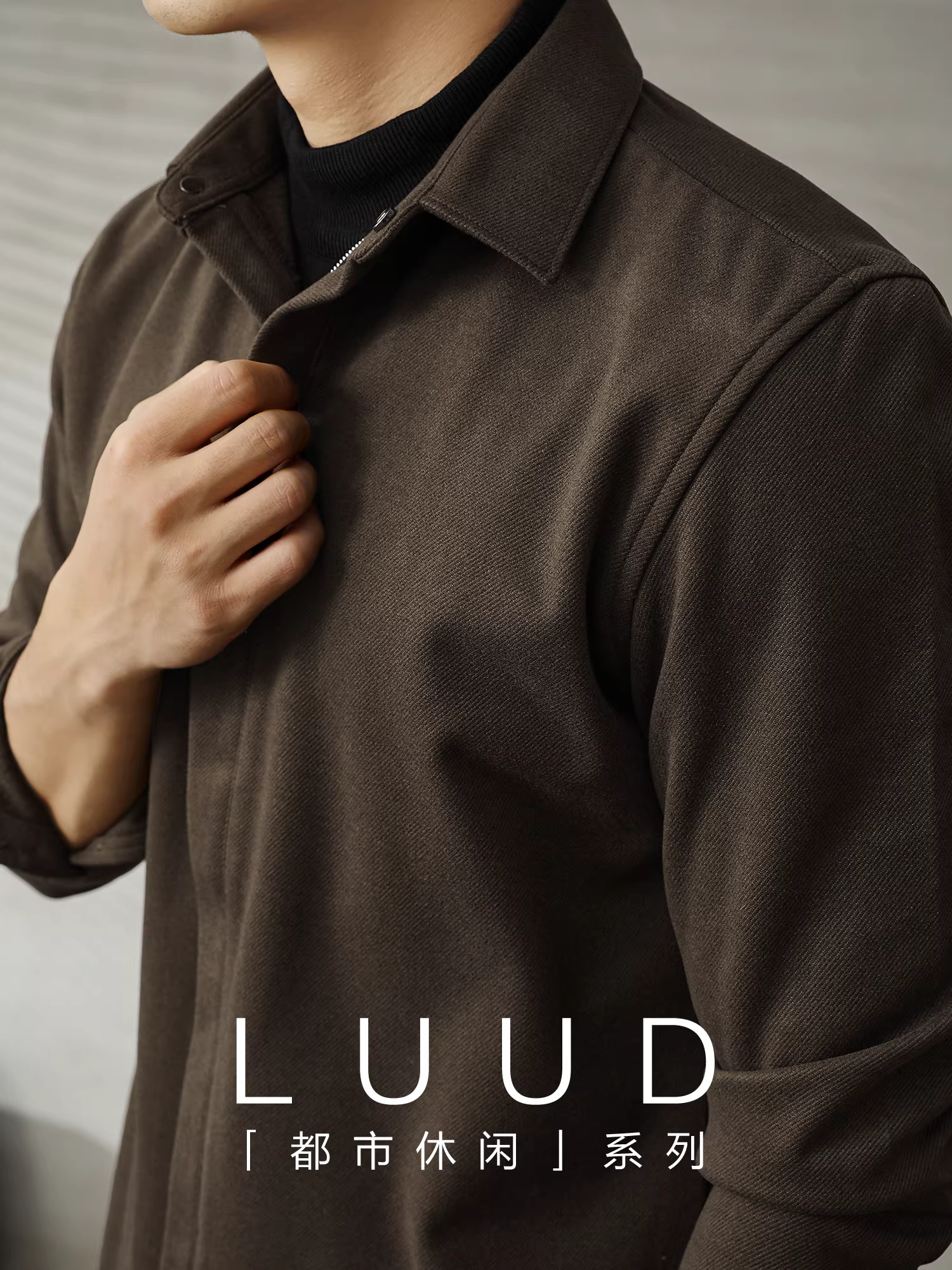 Áo khoác len cổ điển thời trang LUUD dành cho nam giới phong cách đi làm giản dị kiểu áo sơ mi giả áo khoác hai mảnh