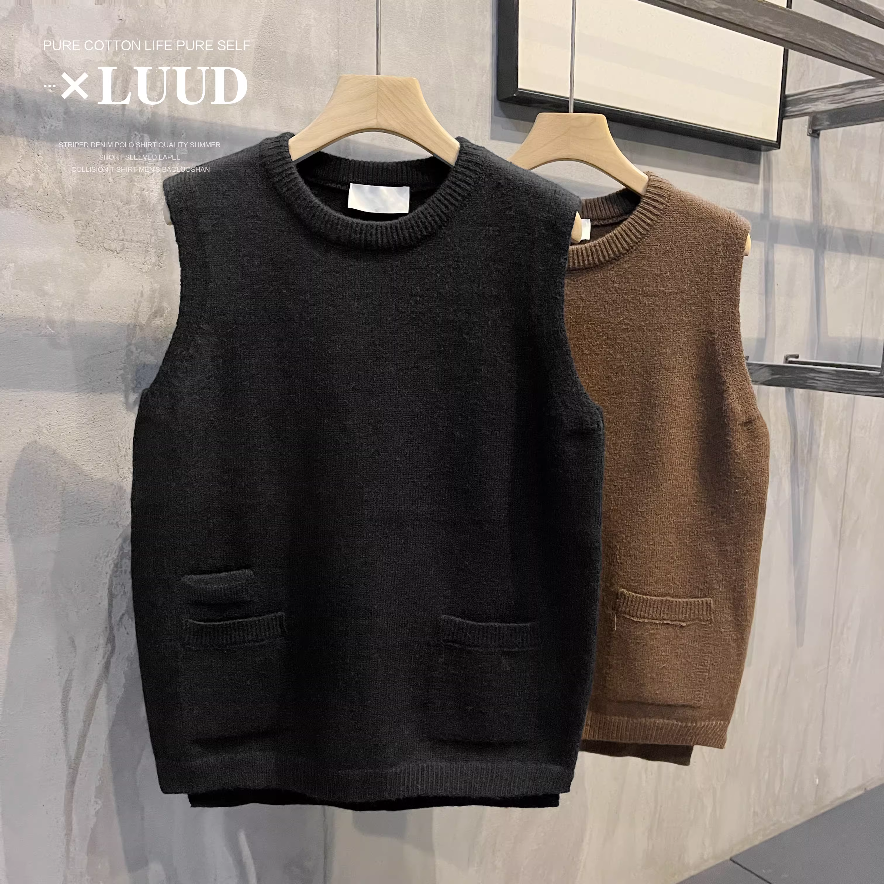 Ưu đãi đặc biệt: Áo len nam không tay mùa thu đông, kiểu dáng cổ điển Hàn Quốc, màu trơn, thời thượng.