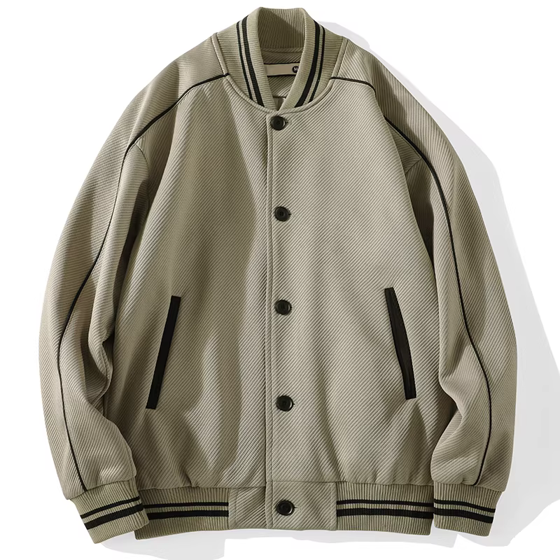 Áo khoác nỉ dệt kim phong cách Hàn Quốc LUUD, kiểu dáng thời thượng, phối màu, họa tiết đường nét, áo khoác bóng chày ngắn, áo khoác ngoài nam tính.