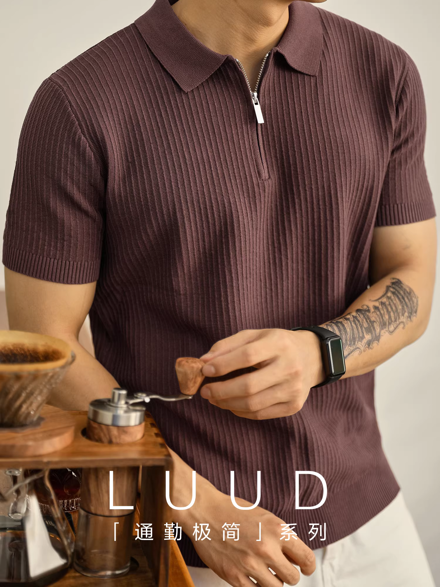 Áo thun POLO dệt kim dành cho nam giới trưởng thành LUUD mùa hè thoải mái thoáng khí Áo thun sọc có họa tiết tay ngắn