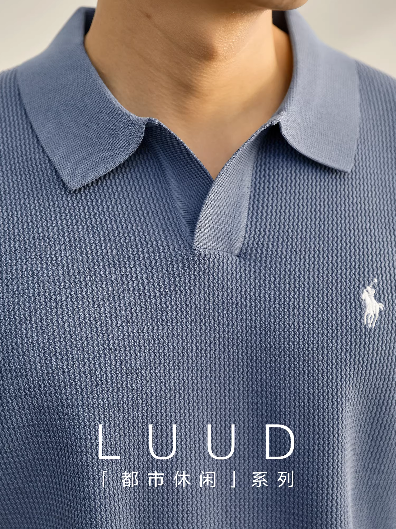 Áo polo ngắn tay dệt kim bằng vải lụa băng mát mẻ kiểu Ý LUUD có cổ thêu hình chim hải âu dành cho nam