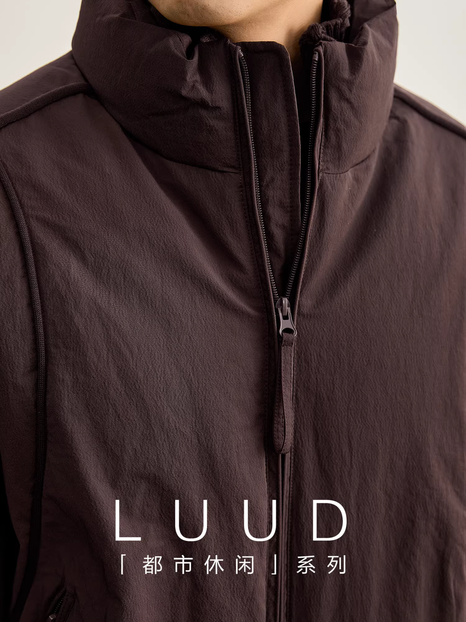 Áo khoác lông vũ LUUD Melard phong cách retro 90 với thiết kế dệt kim và cổ áo hai lớp.