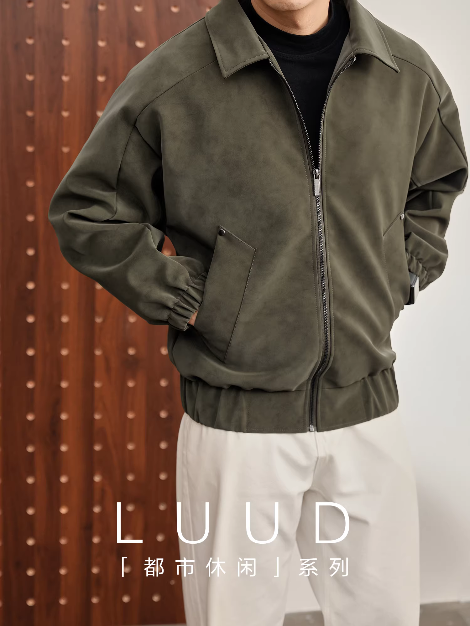 Áo khoác da nam mùa đông LUUD kiểu dáng thời trang, thoải mái, phối đinh tán, chất liệu da PU, kiểu dáng biker ngắn.