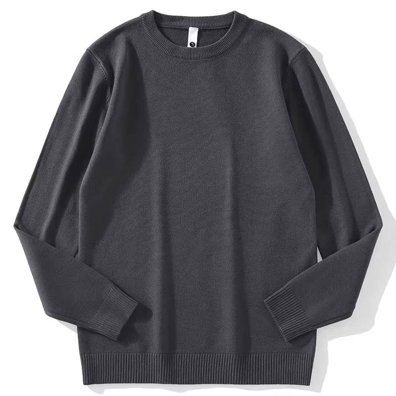 Áo len cổ tròn màu trơn LUUD mùa thu đông dành cho nam, áo dệt kim đa năng ấm áp, áo thun đơn giản mặc trong