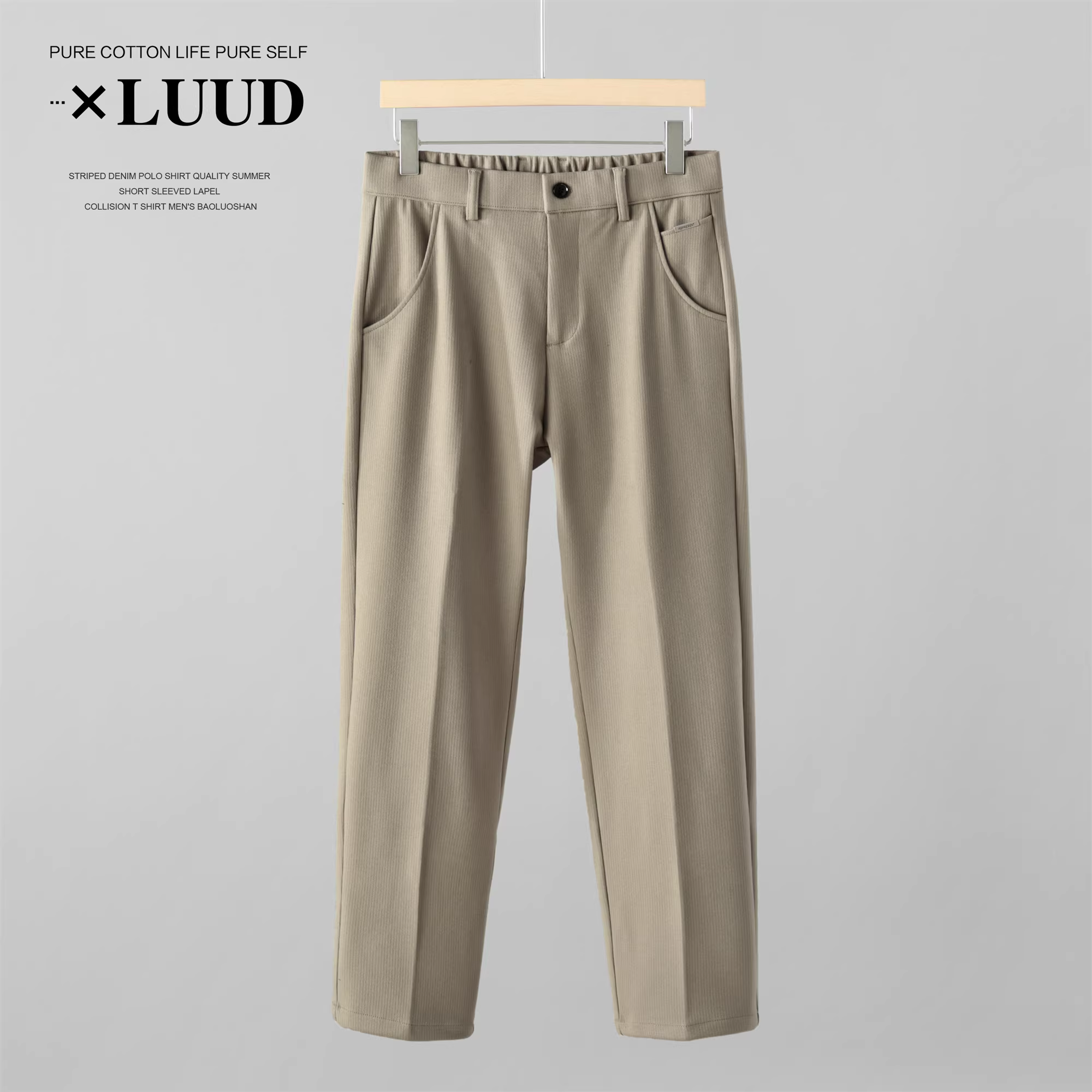 Quần tây len phong cách Hàn Quốc LUUD dành cho nam, quần ống côn cắt ba chiều cổ điển, quần dài thẳng vừa vặn