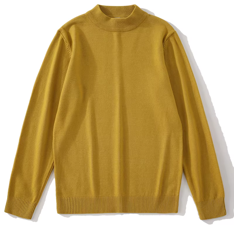 Áo len nam cổ lọ nửa cao LUUD 2025 thu/đông, chất liệu lông cừu ấm áp, màu trơn, đa năng, tay dài