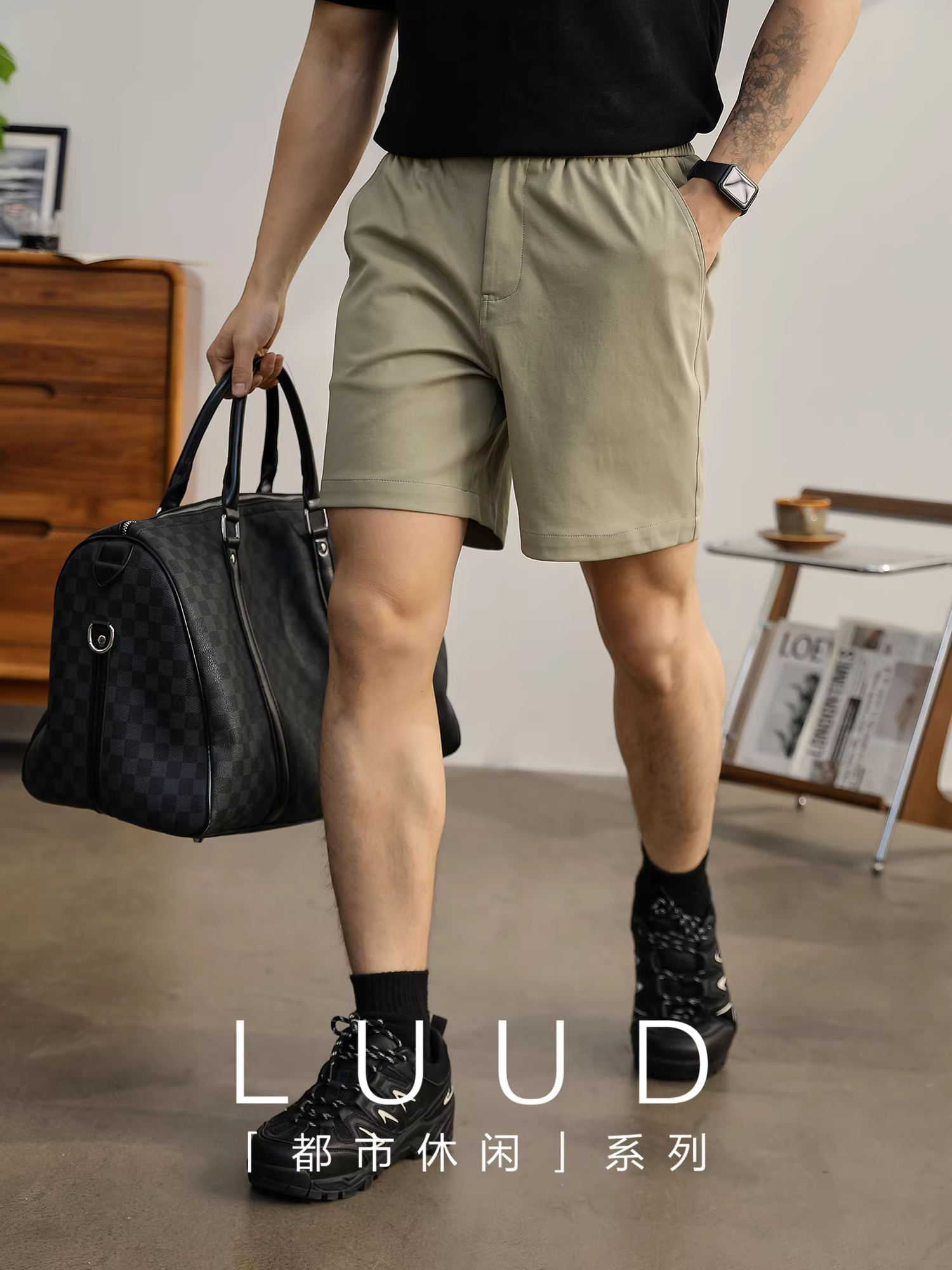 Ưu đãi đặc biệt: Quần short ống rộng thẳng 240G dành cho nam, quần dài vừa phải có lưng thun bằng cotton thoải mái mùa hè, quần thường ngày đa năng để mặc hàng ngày.