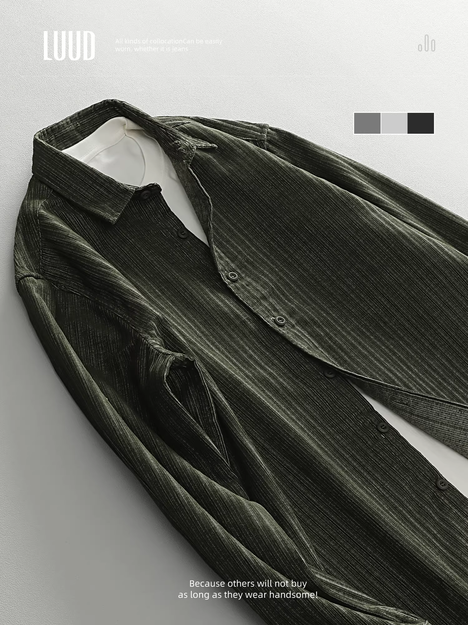 LUUD Thu Mới Thường Ngày Thanh Niên Áo Sơ Mi Vintage Đa Năng Phong Cách Nhật Bản Nghệ Thuật Chải Sọc Dọc Áo Sơ Mi Nam