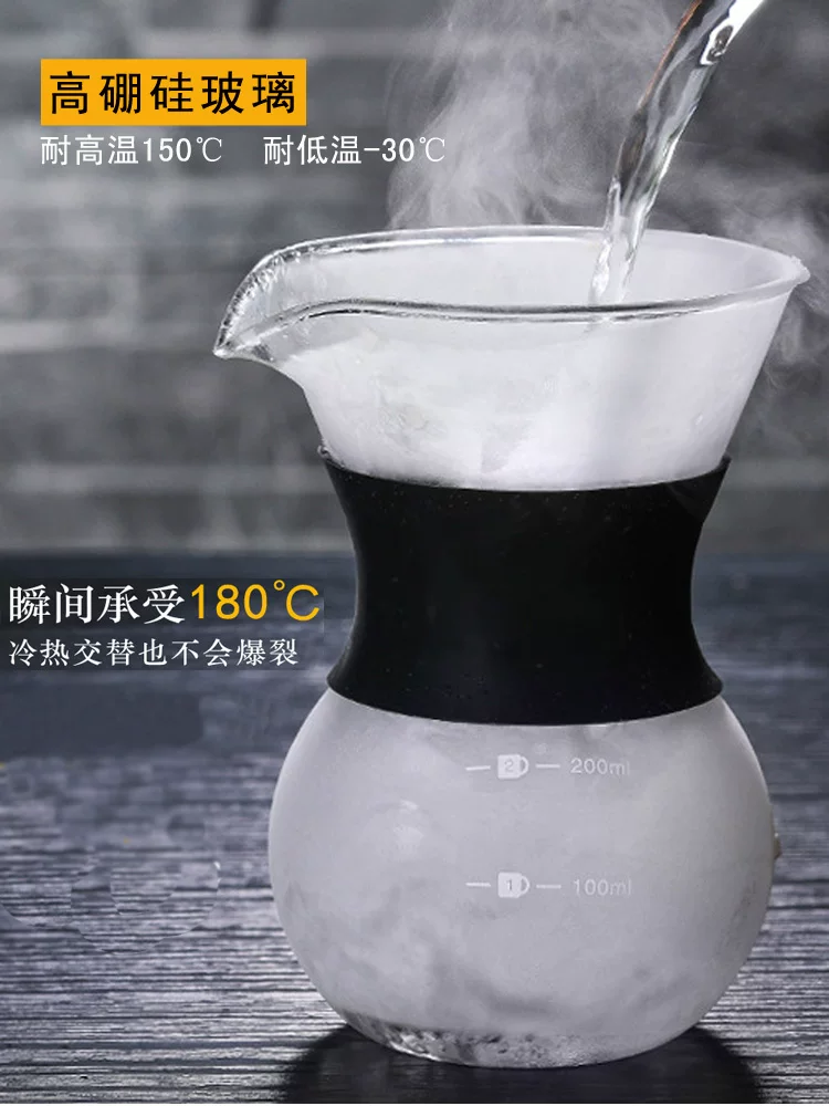 Bộ ấm pha cà phê thủ công với bộ lọc bằng thép không gỉ, ấm chia sẻ bằng kính có thể làm nóng, kiểu nhỏ giọt di động để sử dụng tại nhà mà không cần giấy lọc
