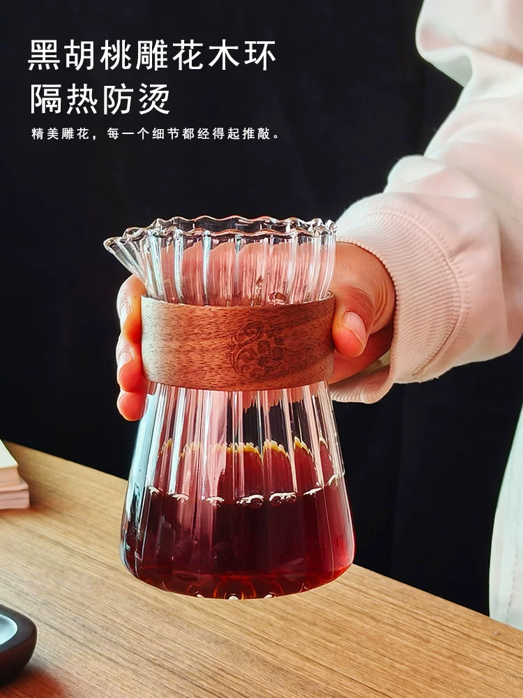 Bình pha cà phê kiểu cổ điển, họa tiết dọc, tách cà phê treo tai, bình pha cà phê bằng thủy tinh chịu nhiệt, tách uống cà phê pha thủ công