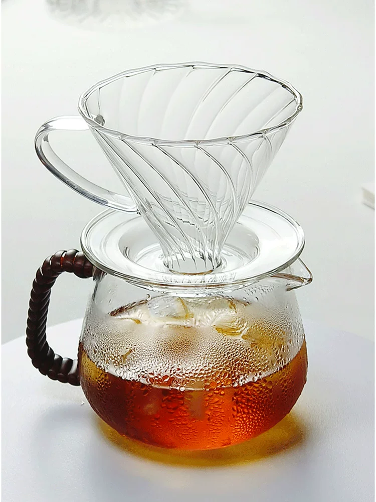 Bộ ấm pha cà phê bằng mây mới, ấm chia sẻ cà phê, dụng cụ pha cà phê bằng thủy tinh chịu nhiệt cao borosilicate