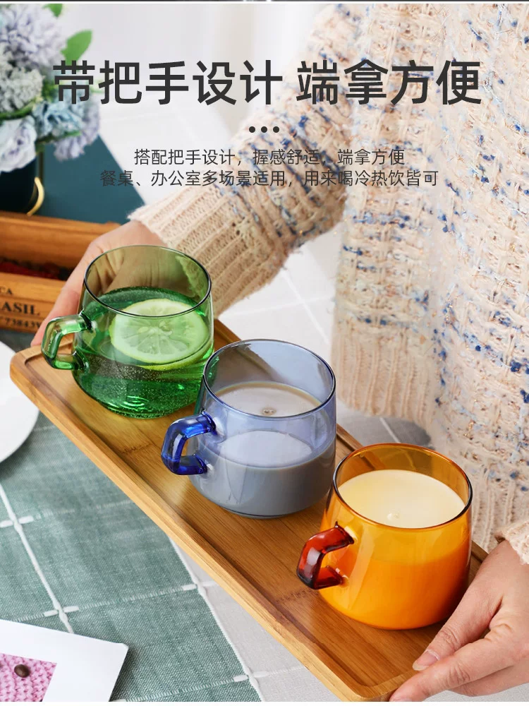 Ly thủy tinh borosilicat cao cấp nhiều màu sắc phong cách ins, ly nước, ly trà, ly sữa, ly cà phê đá, ly latte