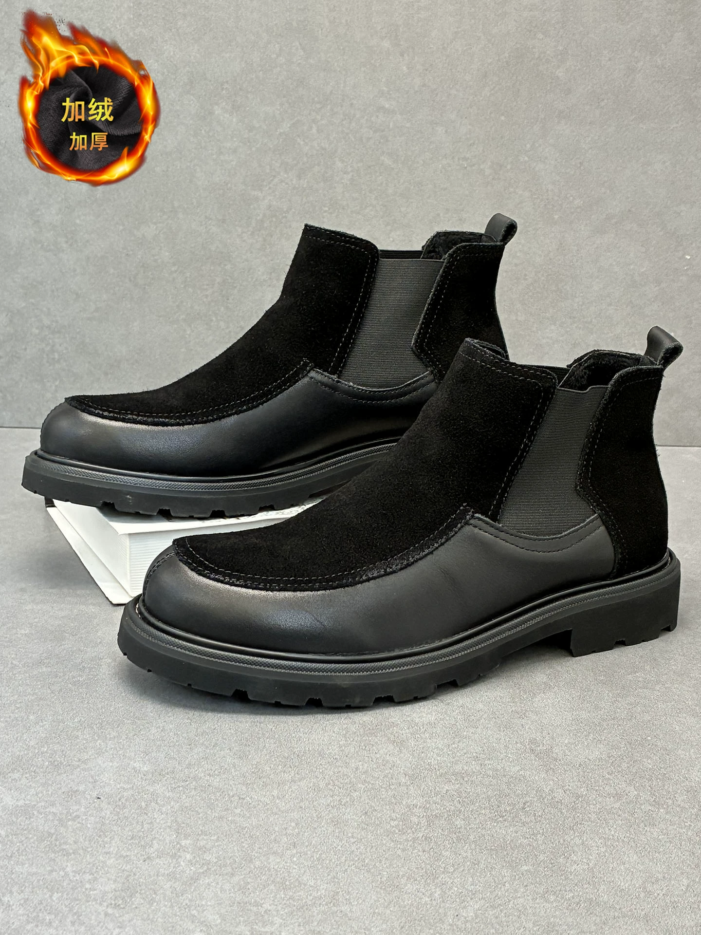 Giày bốt nam mùa đông lót lông cừu phong cách Anh Quốc Giày bốt Martin đế mềm da thật Giày Chelsea bốt ngắn phong cách Hàn Quốc dành cho nam