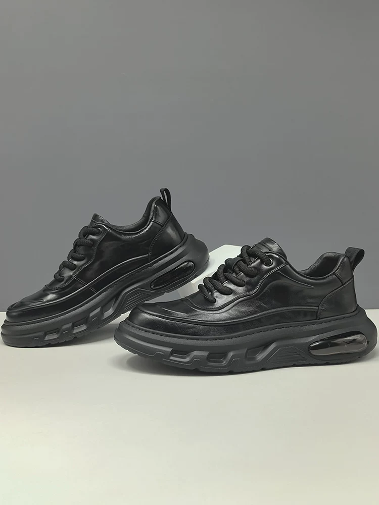 Giày nam 2025 mẫu mới mùa thu, giày da nam thời trang, da thật đế dày, thoáng khí, giày thể thao, giày sneaker chống trơn trượt và bền bỉ
