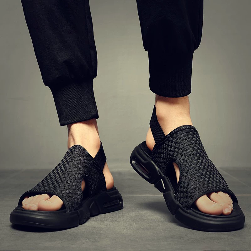 Giày sandal nam phong cách Anh quốc mùa hè, kiểu dáng mới chính hãng, thoáng khí, đế dày, nhẹ, chống trơn trượt, đế mềm, giày đi biển cho nam thanh niên