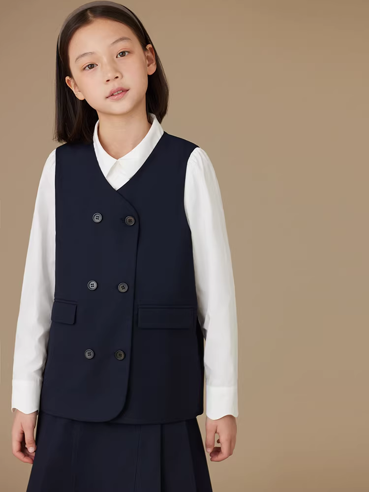 Quần áo trẻ em Hazi Xuân/Hè Bộ đồ phong cách trường học cổ điển của Anh Bộ trang phục biểu diễn dành cho trẻ em Bộ áo vest nhiều lớp và váy ngắn dành cho bé gái