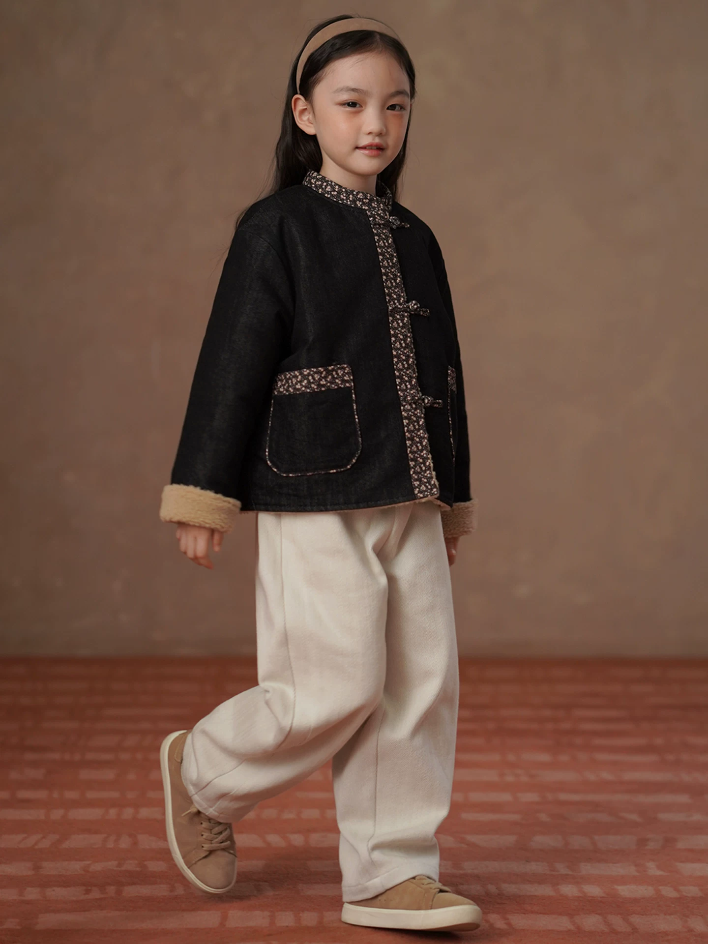 Áo khoác len giả lông cừu mùa đông cho bé gái, áo khoác denim phong cách Trung Quốc mới, trang phục mùa đông cho bé gái, 25 kiểu mới