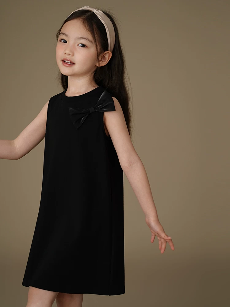 Váy mỏng mùa hè cho bé gái, váy vest cho trẻ lớn, váy đen trang trọng, đơn giản và cao cấp.