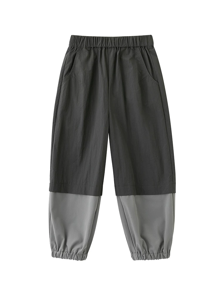 Quần thường ngày cho trẻ em mùa xuân thu, quần jogger chắp vá đơn giản cho bé trai và bé gái, quần thể thao chống thấm nước ngoài trời, mỏng.