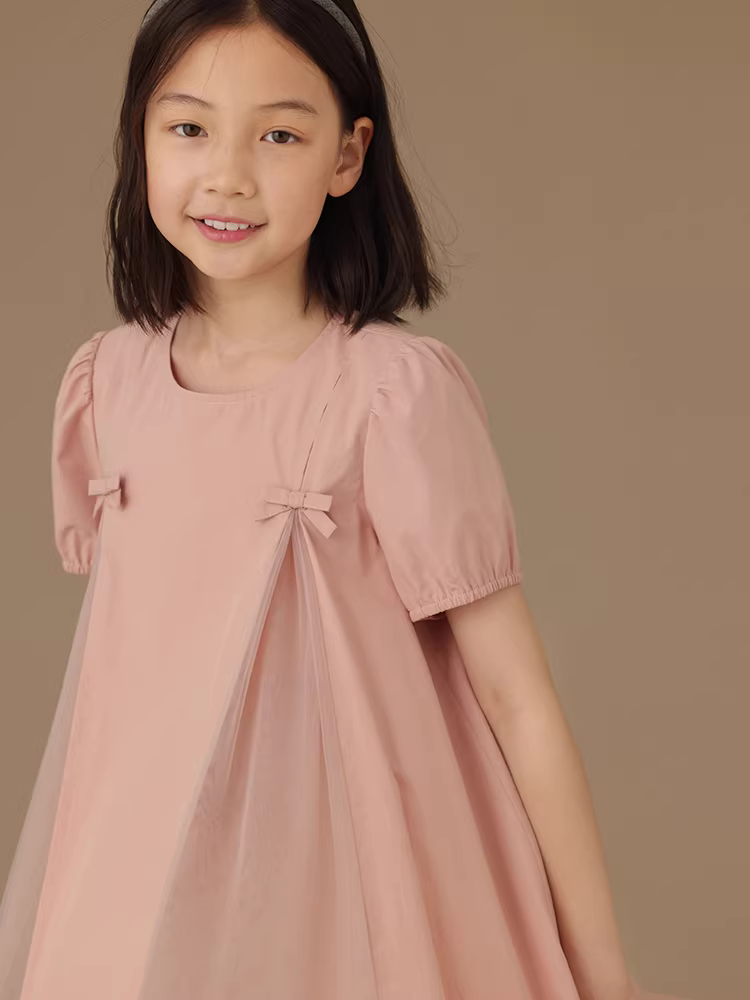 Quần áo trẻ em Hazi Váy hồng ngọt ngào cho bé gái Váy ngắn tay mùa hè 2025 Mới Quần áo mùa hè trẻ em mỏng