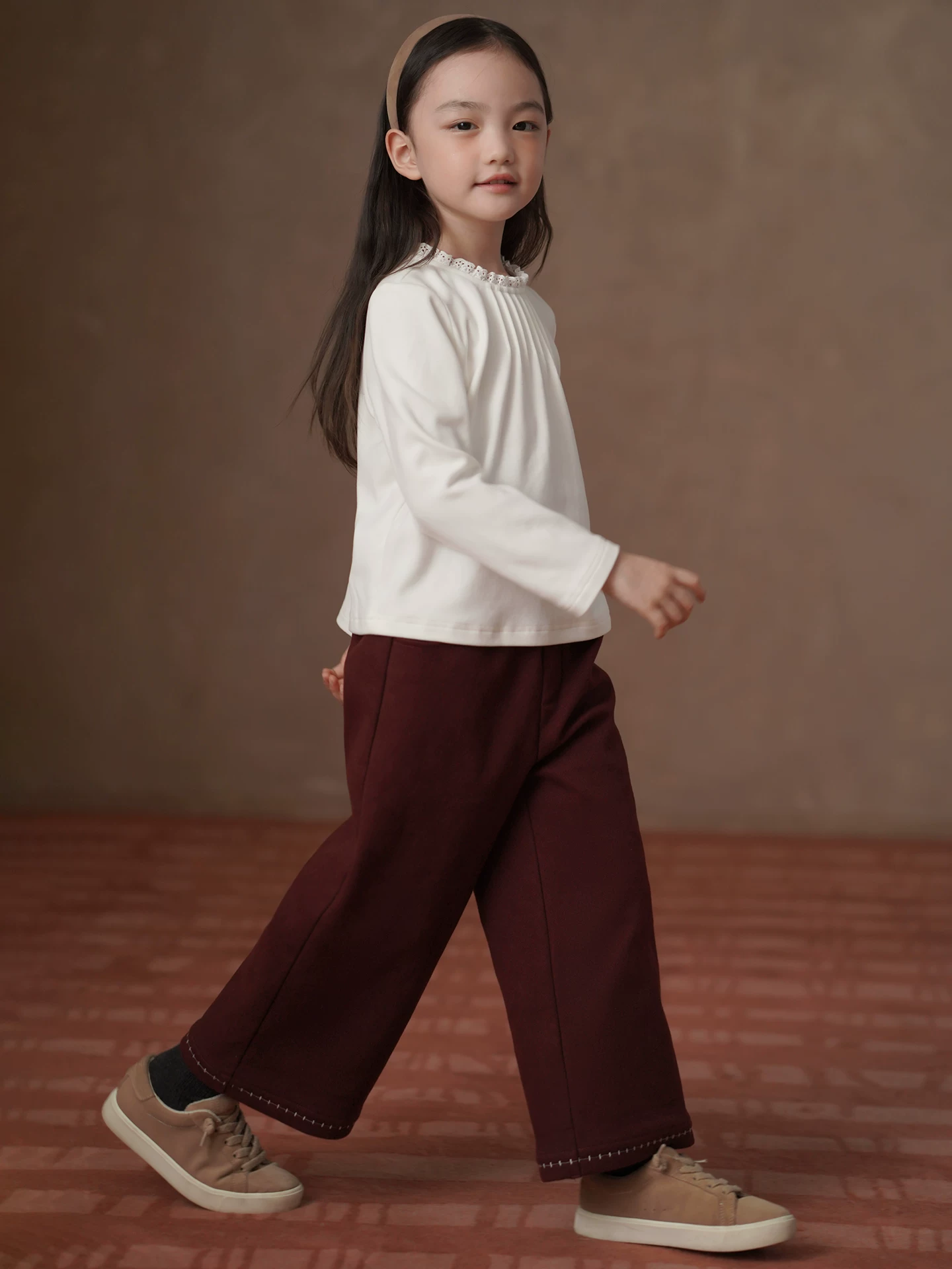 Quần thường ngày mùa đông cho trẻ em, quần ống rộng lót lông cừu, quần ấm dày màu đỏ năm mới cho bé gái