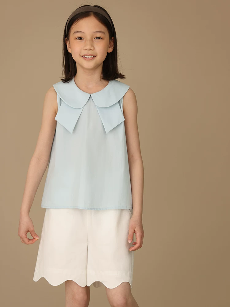 Quần áo trẻ em Hazi Mùa hè mới Quần short cotton nguyên chất có diềm xếp nếp màu trắng chống lộ Quần short phong cách cha mẹ và con cái Quần short thường ngày cho bé gái