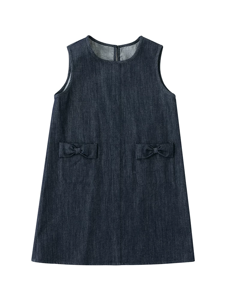 Quần áo trẻ em Ha Chi Váy ba lỗ trẻ em Xuân/Hè Váy denim đơn giản và cao cấp dành cho bé gái lớn hơn Phong cách mùa hè mới