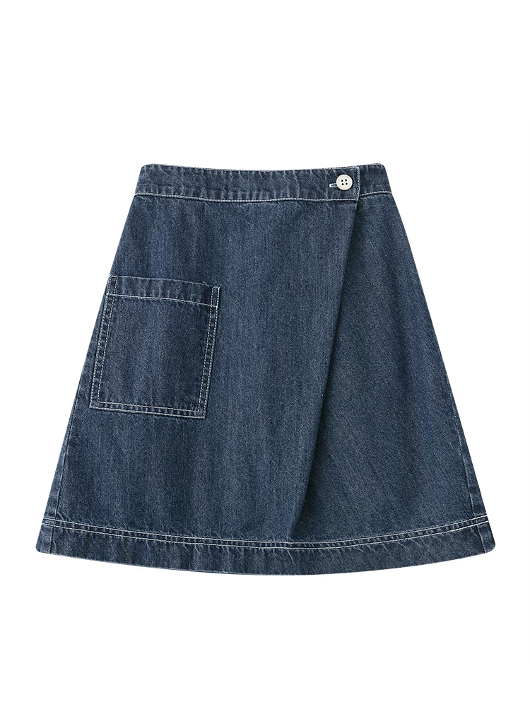 Hazi Quần Áo Trẻ Em Thu Đông Hàng Mới Về Nữ Thiết Kế Độc Đáo Cha Mẹ-Con Denim Vintage Váy Chữ A Váy Ngắn