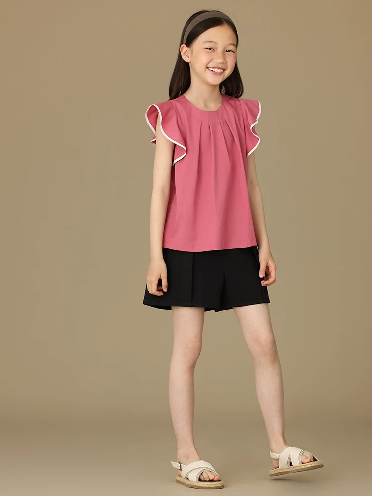 Quần áo trẻ em Ha Chi Mùa hè mới về Màu đen Thiết thực Quần short xếp ly bán co giãn năm điểm Quần short đa năng dành cho cha mẹ và con cái Quần short thường ngày dành cho bé gái