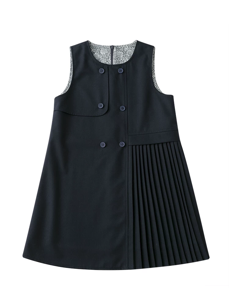 Váy xếp ly mùa xuân thu phong cách học sinh, đầm công sở cho bé gái lớn