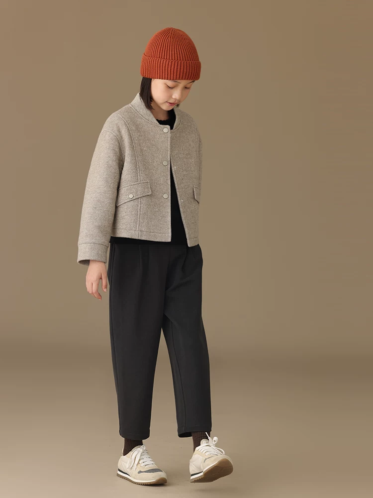 Quần áo trẻ em áo khoác thu đông bé trai và bé gái áo khoác bóng chày áo khoác len trẻ em quần áo cotton ấm áp cảm giác đơn giản và cao cấp