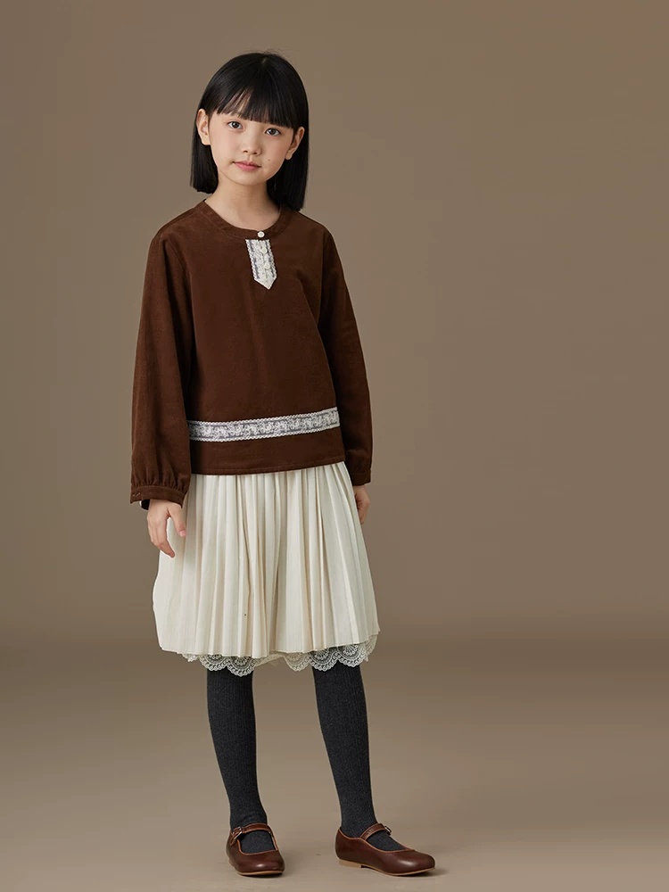 Áo khoác mỏng màu cà phê cho bé gái Hazi, chất liệu cotton gân mềm mại, áo nỉ bé gái mẫu mới 2025.