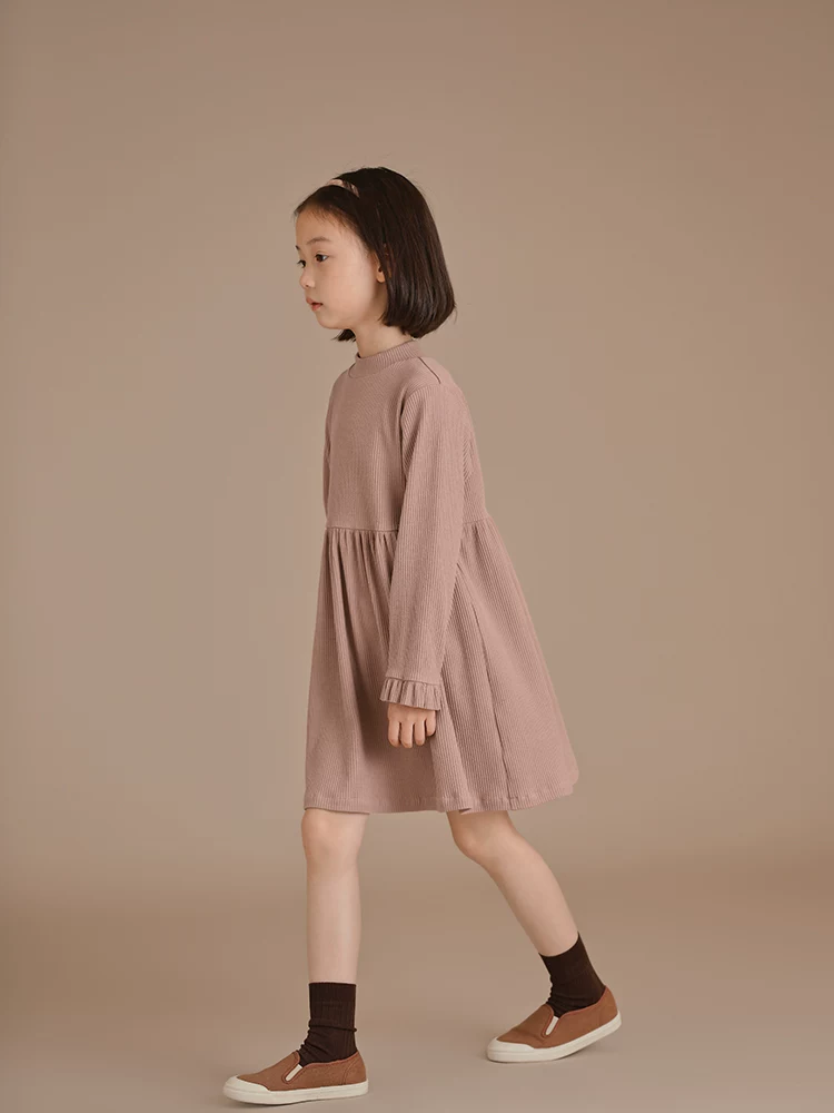 Sản phẩm mùa đông mới của Hazi Tong: Váy áo len cổ tròn tay ren cho bé gái, váy công chúa cotton cho bé.