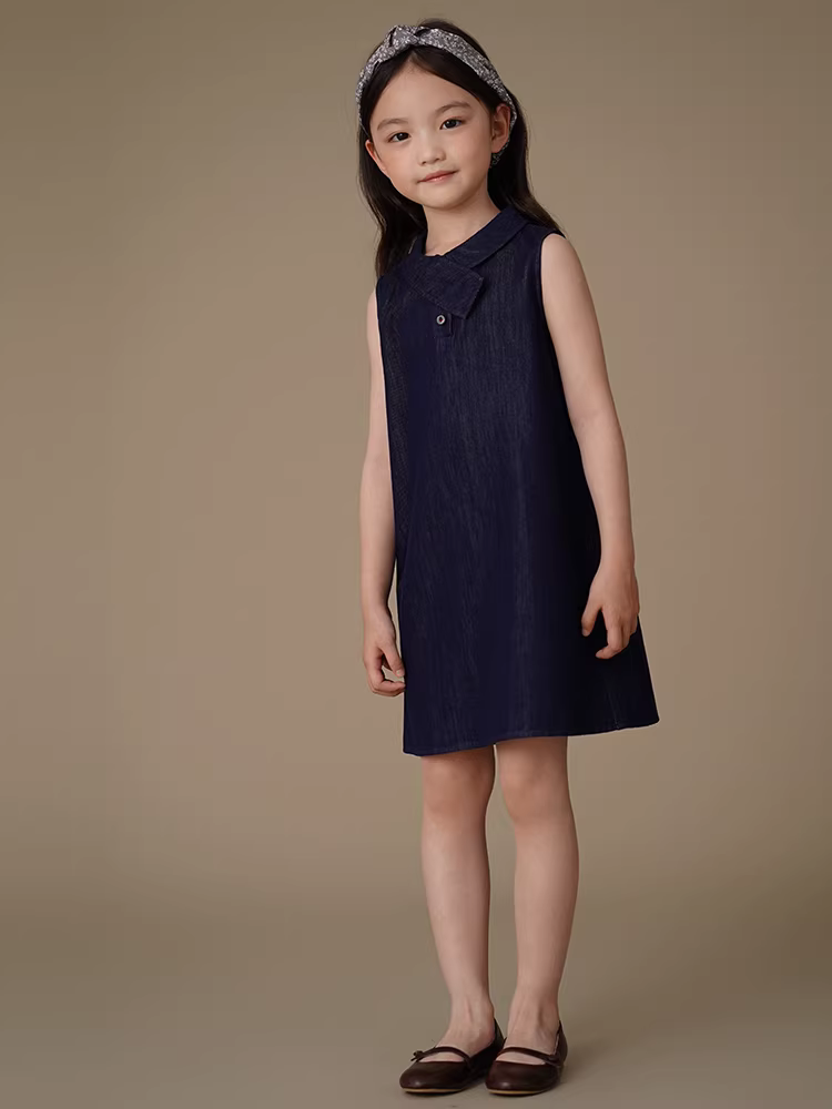 Quần áo trẻ em Hazi Váy denim cổ điển cho bé gái, Váy không tay, Phong cách đơn giản và cao cấp, Quần áo mùa hè cho bé gái, 25 kiểu dáng mới