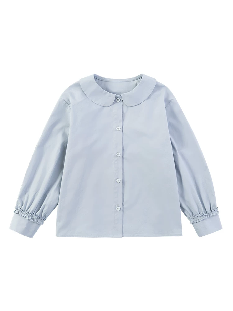 Quần áo trẻ em Hazi 2025 Áo trẻ em xuân thu phong cách Nhật Bản Áo sơ mi dài tay cổ búp bê bằng vải cotton toàn bộ dành cho trẻ lớn hơn