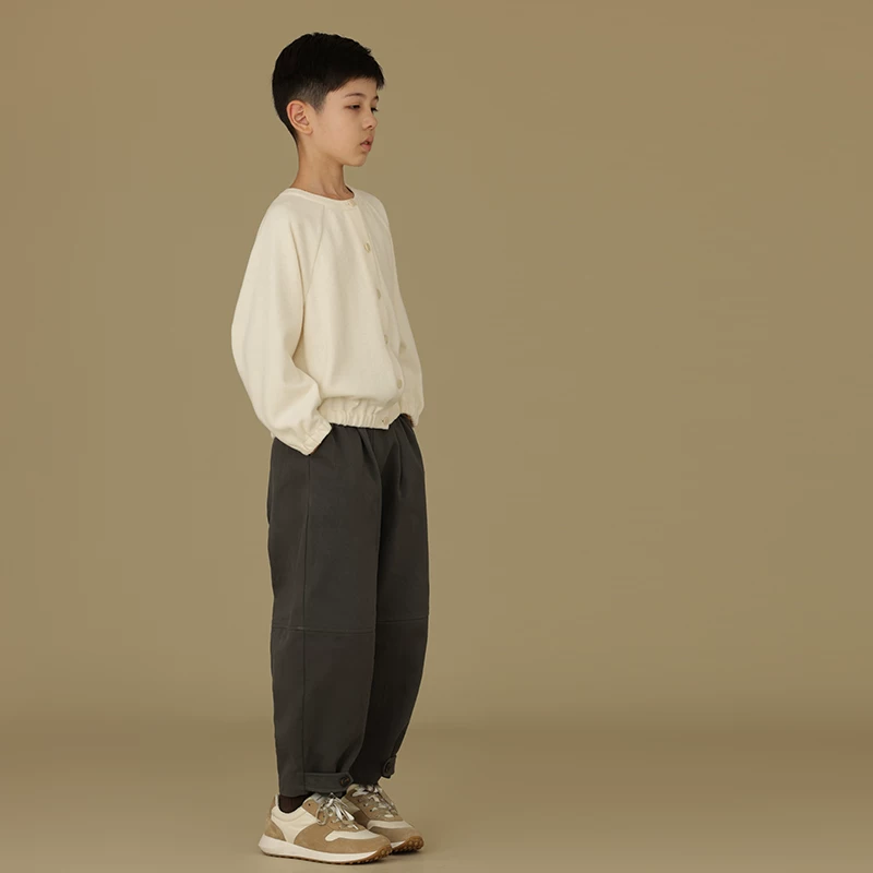 Áo khoác cardigan dệt kim mùa xuân thu cho bé, màu be, thoải mái, đa năng, cổ tròn, kiểu dáng thường ngày, dành cho bé trai và bé gái